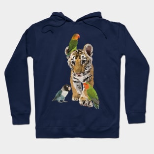 Bengal tiger and parrots Hoodie